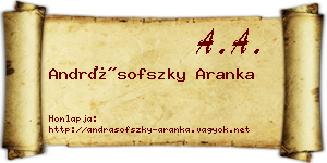 Andrásofszky Aranka névjegykártya