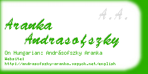 aranka andrasofszky business card